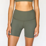 Solo High Waisted Biker Shorts Olive