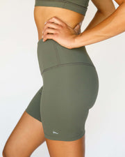 Solo High Waisted Biker Shorts Olive