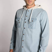 Wallace LS Hooded Shirt Washed Indigo Denim