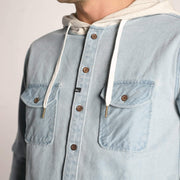 Wallace LS Hooded Shirt Washed Indigo Denim