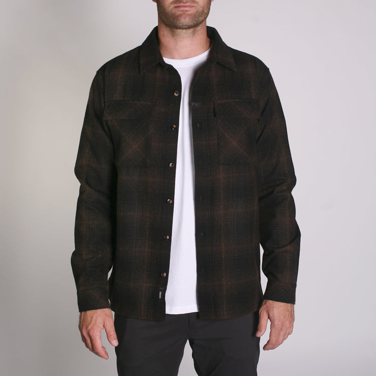 Winthrop Woolly Flannel Black Copper Plaid