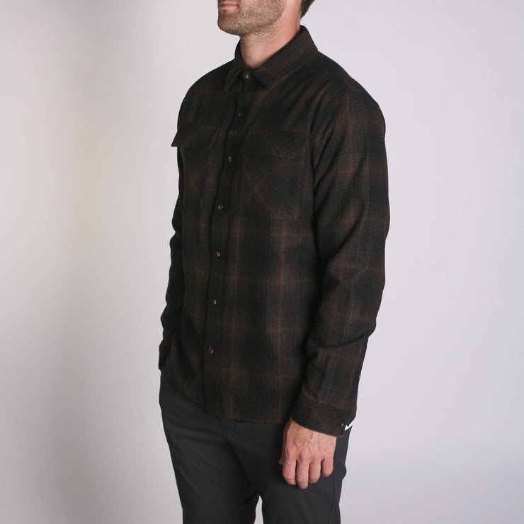 Winthrop Woolly Flannel Black Copper Plaid